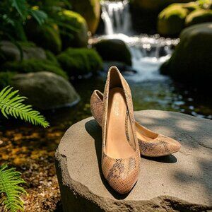 Bianco Snake Print Leather Heels